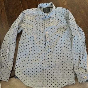 Button down polka dot pinstripe rose pistol sz medium (10) boys shirt holidays